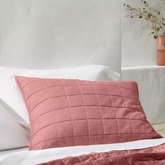 CASALUNA Quilted Linen Pillow Sham - Picture 1 of 5